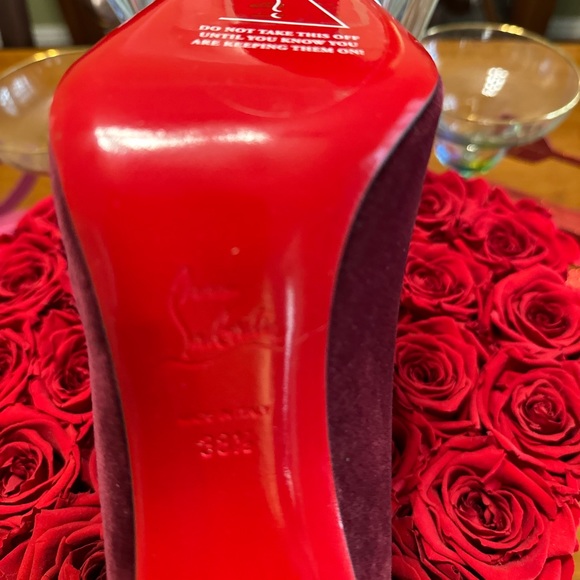 Christian Louboutin Lipchick Pump 100MM Bordeaux Velour Leather 100MM 38.5/8.5 - Picture 12 of 17